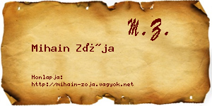 Mihain Zója névjegykártya